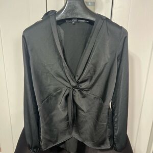 Pleione Black Satin Top